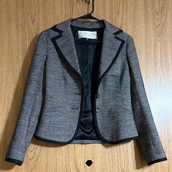Trina Turk Jackets & Blazers - Trina Turk Women's Gray Blazer with Black Trim